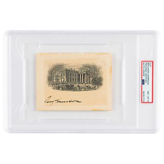 Benjamin Harrison Signed Engraving - PSA NM-MT 8