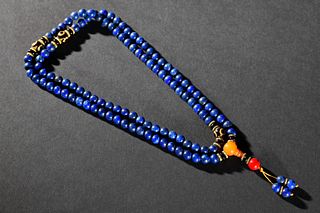 LAZULI STRING NECKLACE WITH 108 BEADS