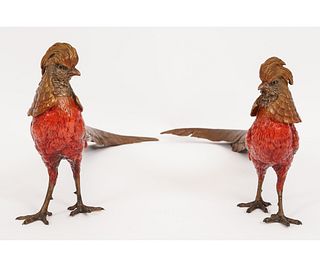 TWO COLD PAINTED PHEASANTS
