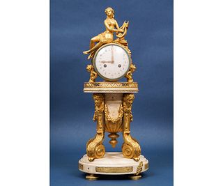 MARBLE AND BRONZE FRENCH CLOCK