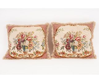 TWO FRENCH AUBUSSON PILLOWS