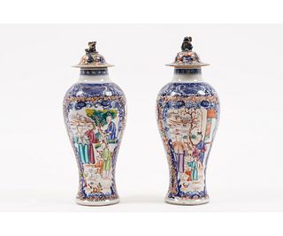 PAIR CHINESE PORCELAIN URNS