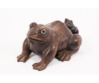 CHINESE WOOD CARVED FROG