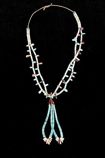 Navajo Sleeping Beauty Turquoise Jacla Necklace