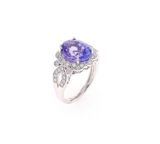 Rare Tanzanite Fine Blue Purple & Diamond Ring