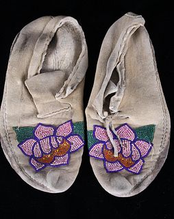 Montana Crow Floral Beaded Moccasins 1950
