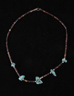 Navajo Heshi Shell & Turquoise Nugget Necklace