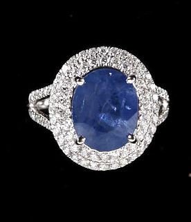 5.35 ct Sapphire VS2 Diamond & Platinum Ring