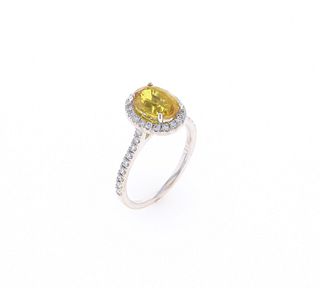 Beautiful Natural Yellow Sapphire & Diamond Ring