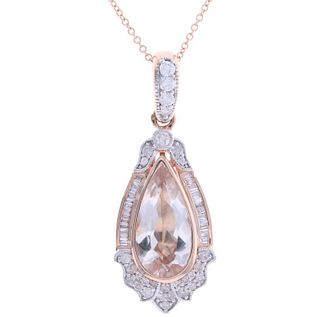 3.42cts Morganite Diamond & 14k Rose Gold Necklace
