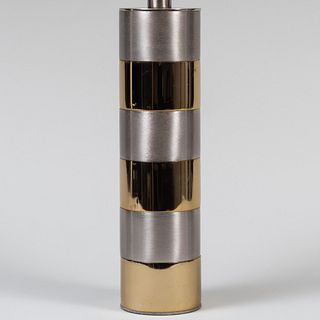Brass and Brushed Metal Cylinder Lamp 