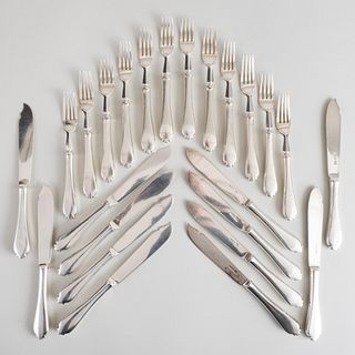English Silver Fish Service for Twelve