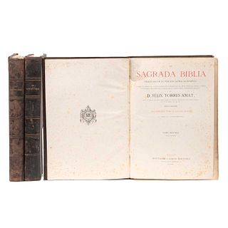 Torres Amat, D. Félix. La Sagrada Biblia. Traducida de la Vulgata Latina al Español. Barcelona: Montaner y Simon, 1884. Piezas: 3.