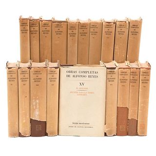 Reyes, Alfonso.  Obras Completas. México: Fondo de Cultura Económica, 1955 - 1968. Tomos I - XIX. Primeras ediciones. Pzs: 19.
