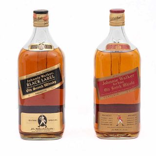 Johnnie Walker. Black Label y Red Label. Old Scotch Whisky. En presentación de 2 Lts. Piezas: 2