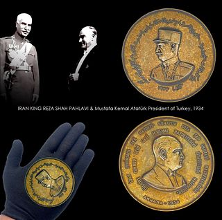 Iran King Reza Shah Pahlavi 1934 Visit Of Turkey Commemorative Bronze Coin/Medal