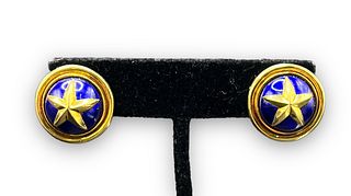18K Mavito Royal Blue Enamel Earrings