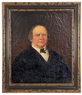 Antique Oil On Canvas Portrait Of A Man