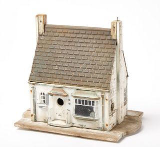Cast Metal and Wood Birdhouse