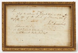 Framed Document - Jonathan Trumbull - 1777