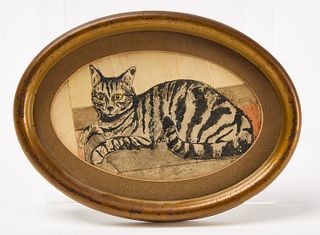 Miniature Folk Art Portrait of a Cat