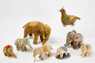 Eight Folk Art Stuffed Toys