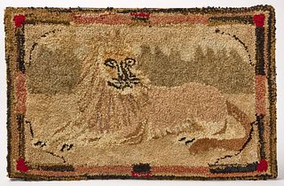 Hooked Rug with Lion