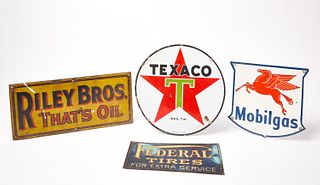 Four Enamel on Tin Auto-Oil Signs