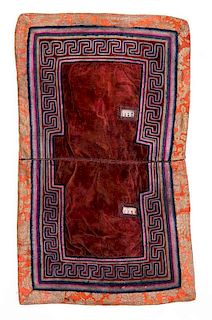 19th c. Chinese Silk Velvet Saddle Cover: 1'11" x 3'2"