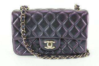Sold at Auction: Chanel Iridescent Purple Caviar Quilted Mini Flap Bag