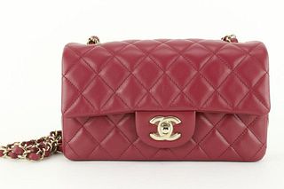 CHANEL BURGUNDY QUILTED LAMBSKIN MINI CLASSIC FLAP