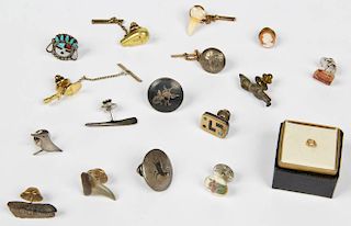 Eclectic 17pc Vintage Tie Tack Collection