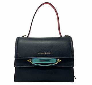 ALEXANDER MCQUEEN BLACK LEATHER THE STORY TOP HANDLE