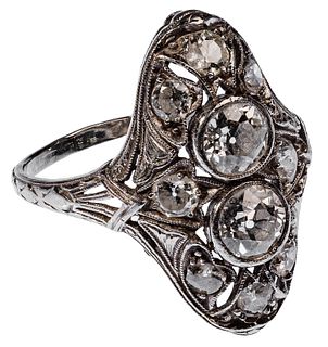 Platinum and Diamond Art Deco Style Ring