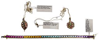 14k Yellow Gold and Multi-Color Tourmaline Jewelry Assortment