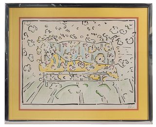 Peter Max (German / American, b.1937) 'Lady on Couch II' Lithograph