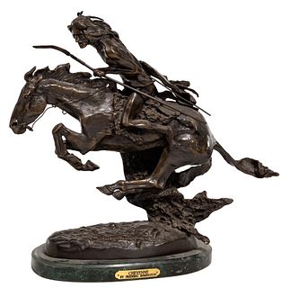 (After) Frederic Remington (American, 1861-1909) 'Cheyenne' Patinated Bronze Sculpture