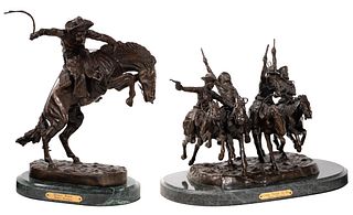 (After) Frederic Remington (American, 1861-1909) Patinated Bronze Sculptures