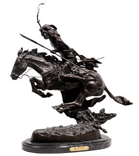 (After) Frederic Remington (American, 1861-1909) 'The Cheyenne' Patinated Bronze Sculpture