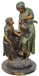 (After) Emile Carlier (French, 1849-1927) 'Mother and Child' Patinated Bronze Sculpture