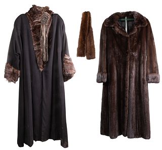 Mink Fur Coat and Mink Trimmed Coat