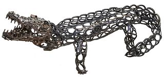 20th / 21st Century Recycled Metal Alligator Bench