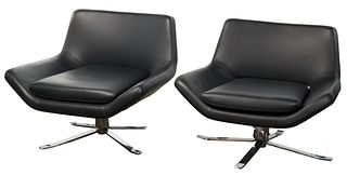 Camerich Leather and Chrome Armchairs