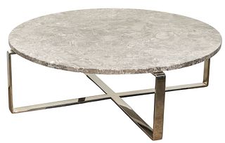 Chrome and Marble Top Coffee Table