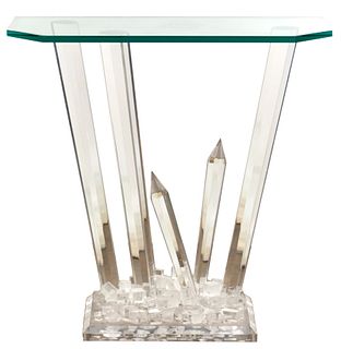 Lucite and Glass 'Ice' Console Table