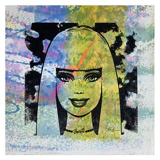 Gail Rodgers, "Barbie" Hand Signed Original Hand Pulled Silkscreen Mixed Media on Canvas with Letter of Authenticity.