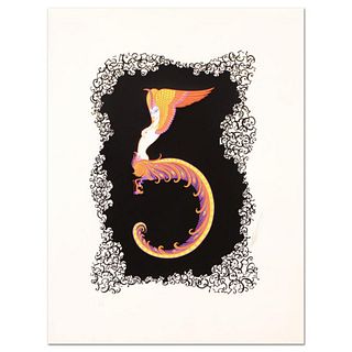Erte (1892-1990), "Numeral 5" Limited Edition Serigraph, Numbered and Hand Signed with Certificate of Authenticity.