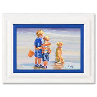 Lucelle Raad, "Buddies" Framed Original Acrylic Painting on Board, Hand Signed with Letter of Authenticity.