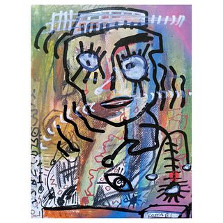 Paul Kostabi, "Too Much Freedom" Hand Signed Original Painting with Letter of Authenticity.