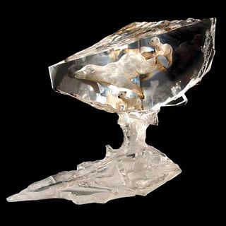 John Cuevas, "Polar Sea" Limited Edition Mixed Media Lucite Sculpture with COA.